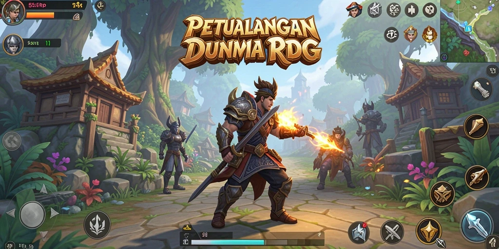Screenshot gameplay 55RP menampilkan petualangan epik dan pertempuran seru.